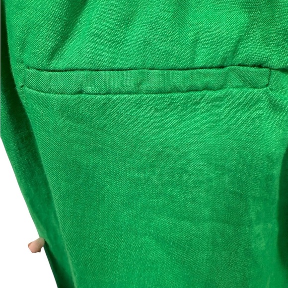 Magaschoni Vibrant Grass Green Wide-Leg Linen Pants Size S/P - Picture 5 of 8